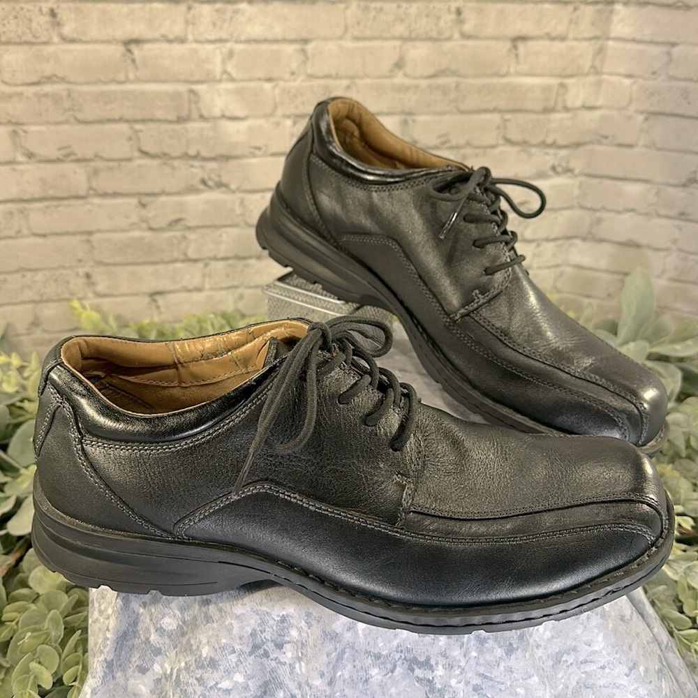 DOCKERS “Trustee” Black Leather Bike Toe Comfort Dress Oxfords - Mens 11M🖤VGUC